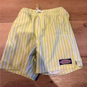 Vineyard Vines Lime and White Striped Swim Shorts